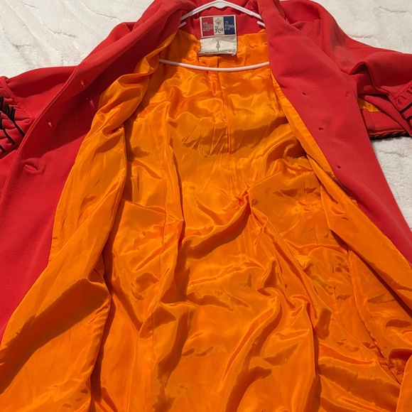 Super Vintage Lilli Ann Coral Orange 1960’s Ruffle Jacket - Picture 3 of 4
